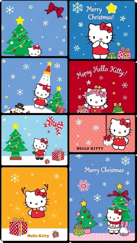 Sanrio Christmas Wallpaper Collection Cute Sanrio characters celebrating Christmas with festive designs.